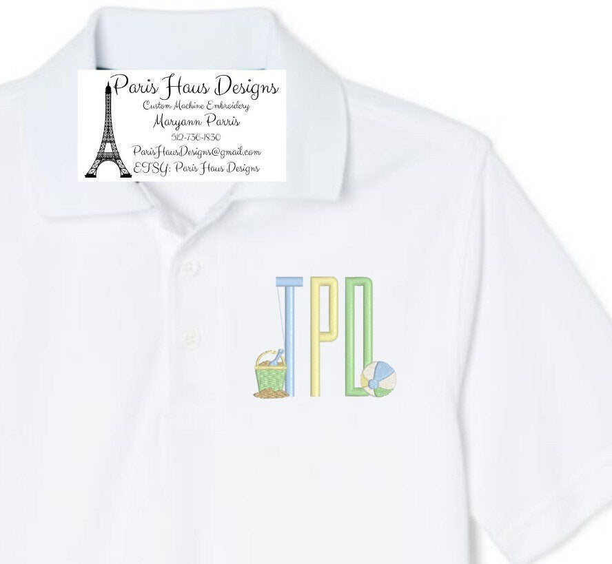 Boys Beach Monogram Polo Design