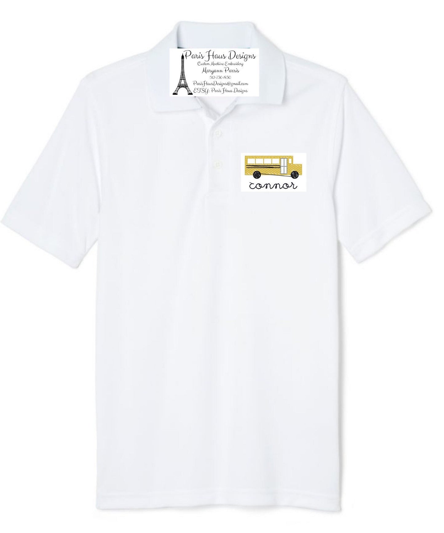 Boys School Bus Monogram Polo Design