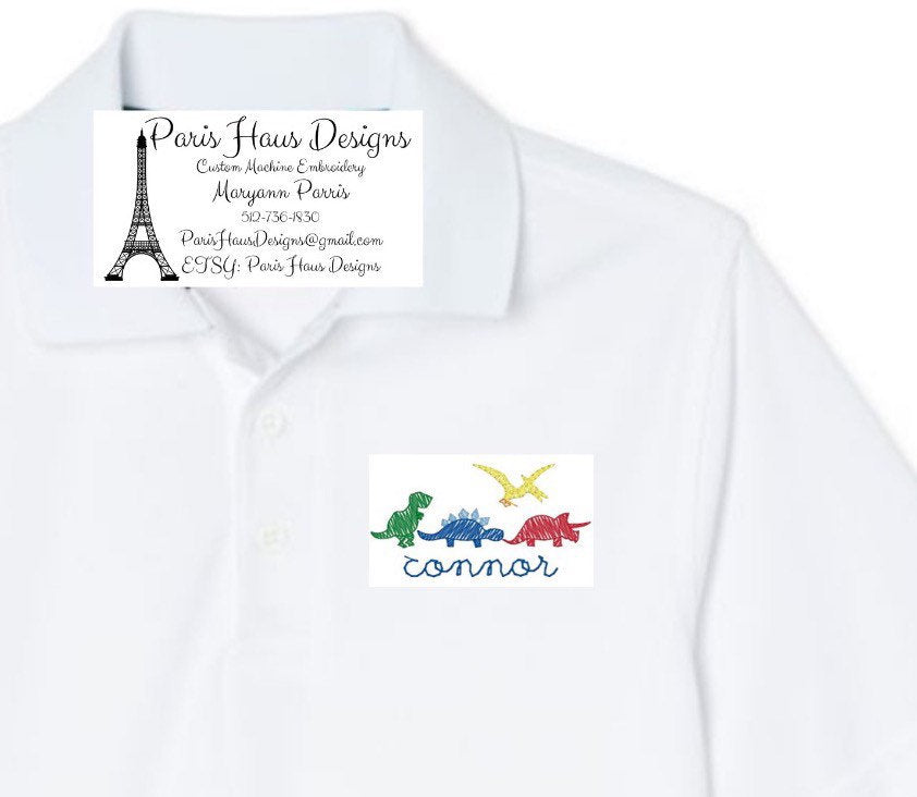 Boys Dinosaur Monogram Polo Design