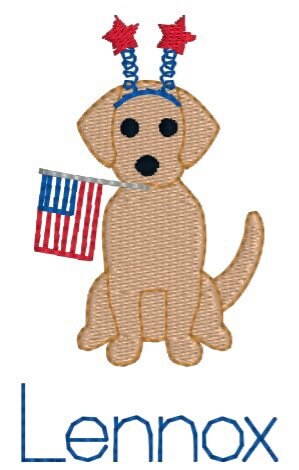 Boys Patriotic Dog Monogram Polo Design