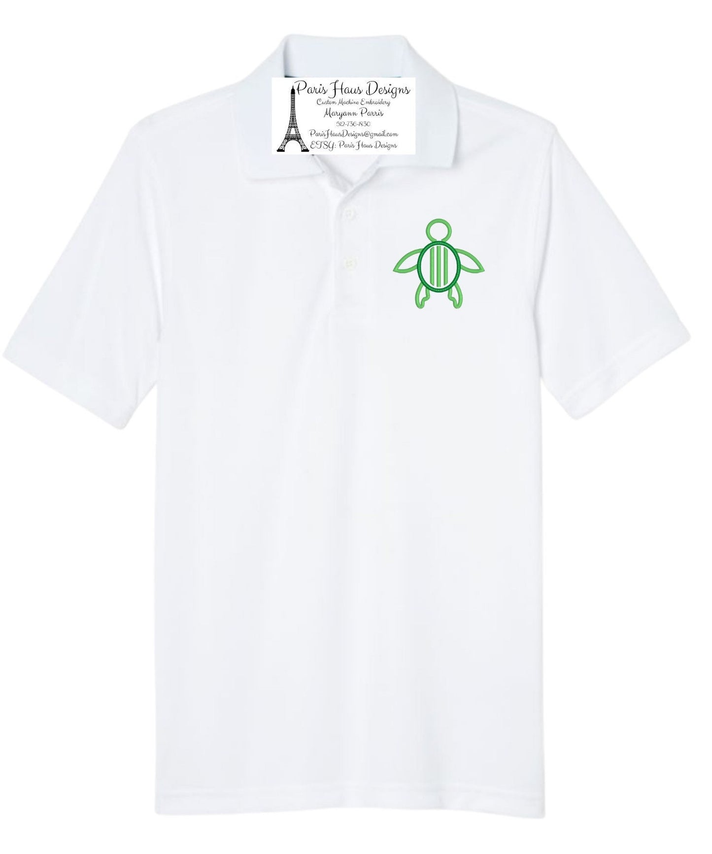 Boys Turtle Monogram Polo Design