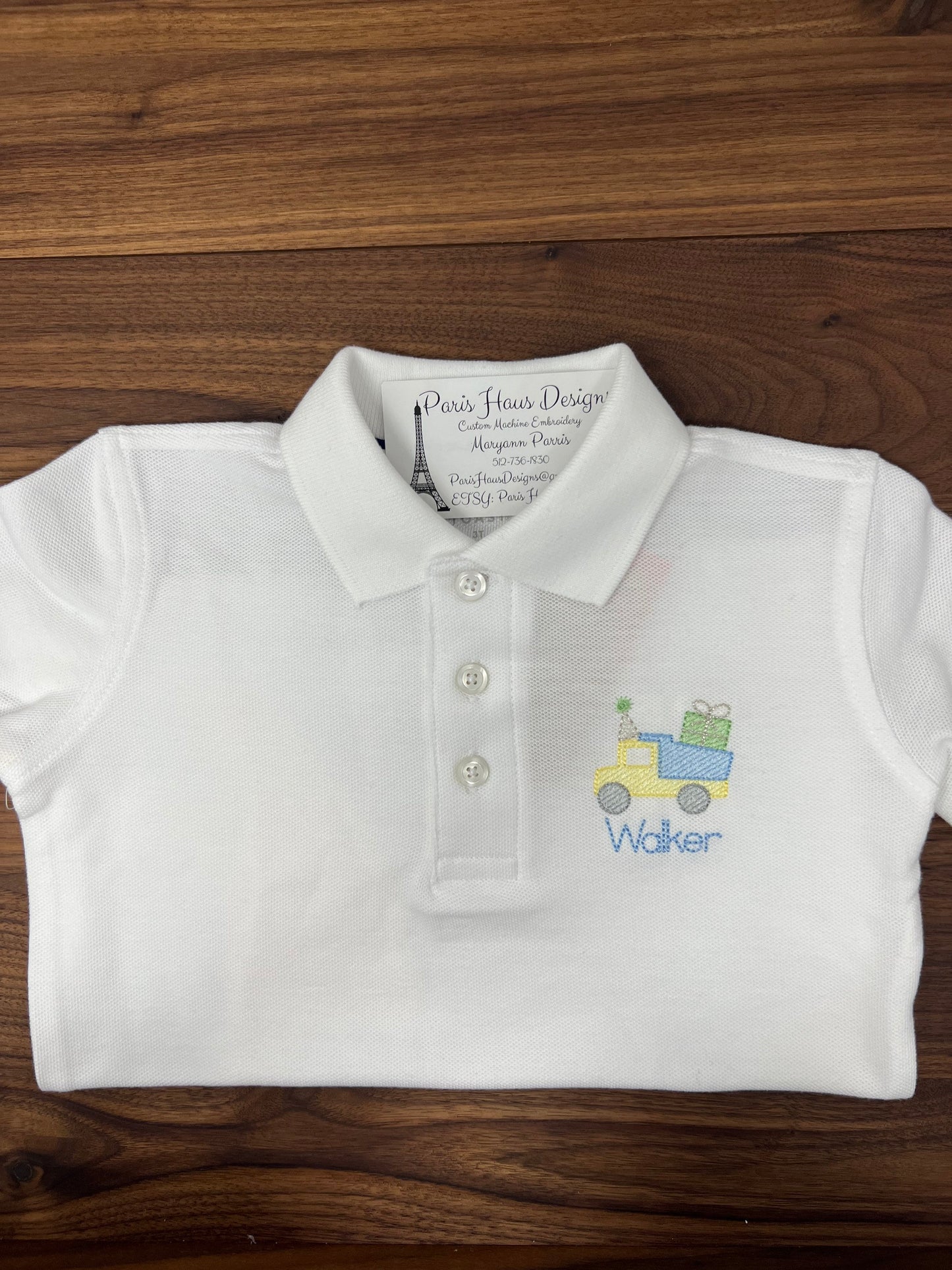 Boys Birthday Dump Truck Monogram Polo Design