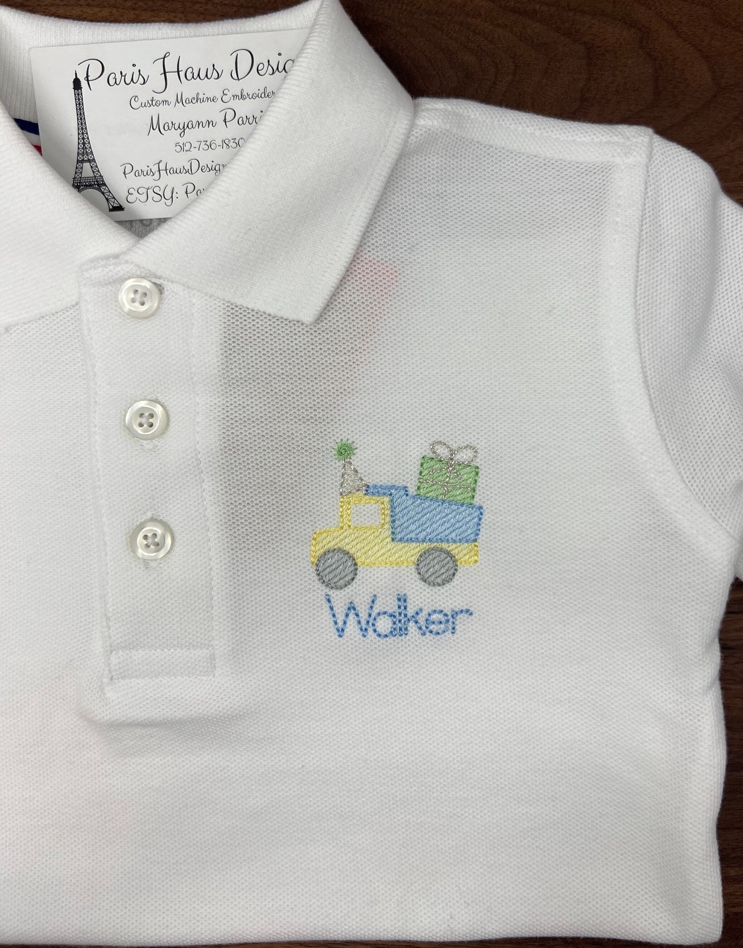 Boys Birthday Dump Truck Monogram Polo Design
