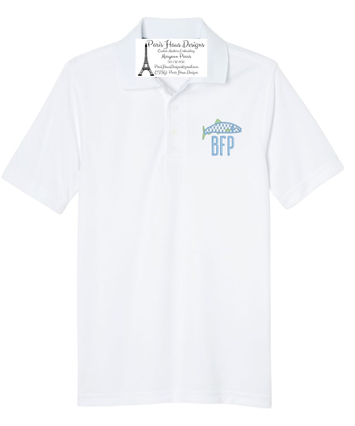 Boys Fish Monogram Polo Design