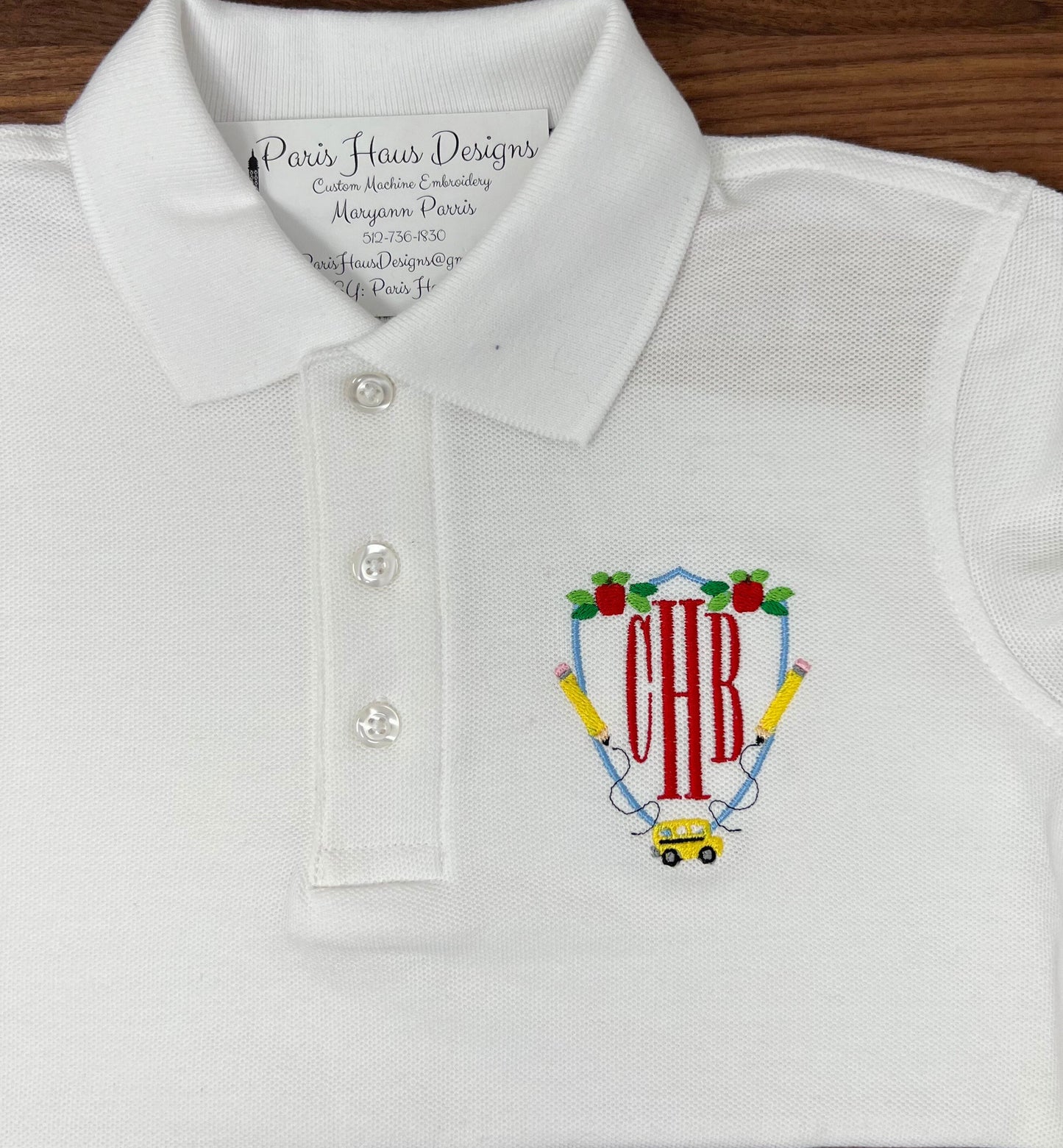 Boys School Crest Monogram Polo Design