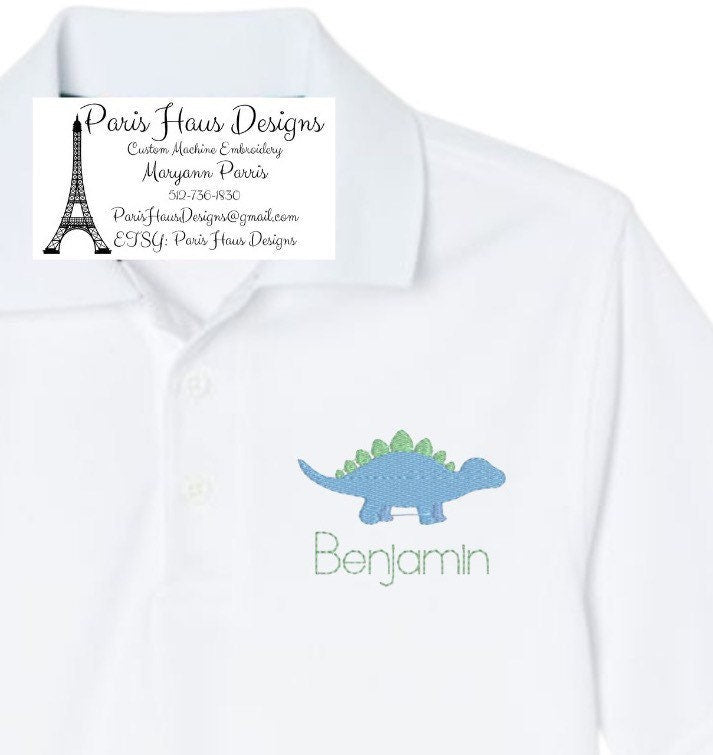Boys Stegosaurs Monogram Polo Design