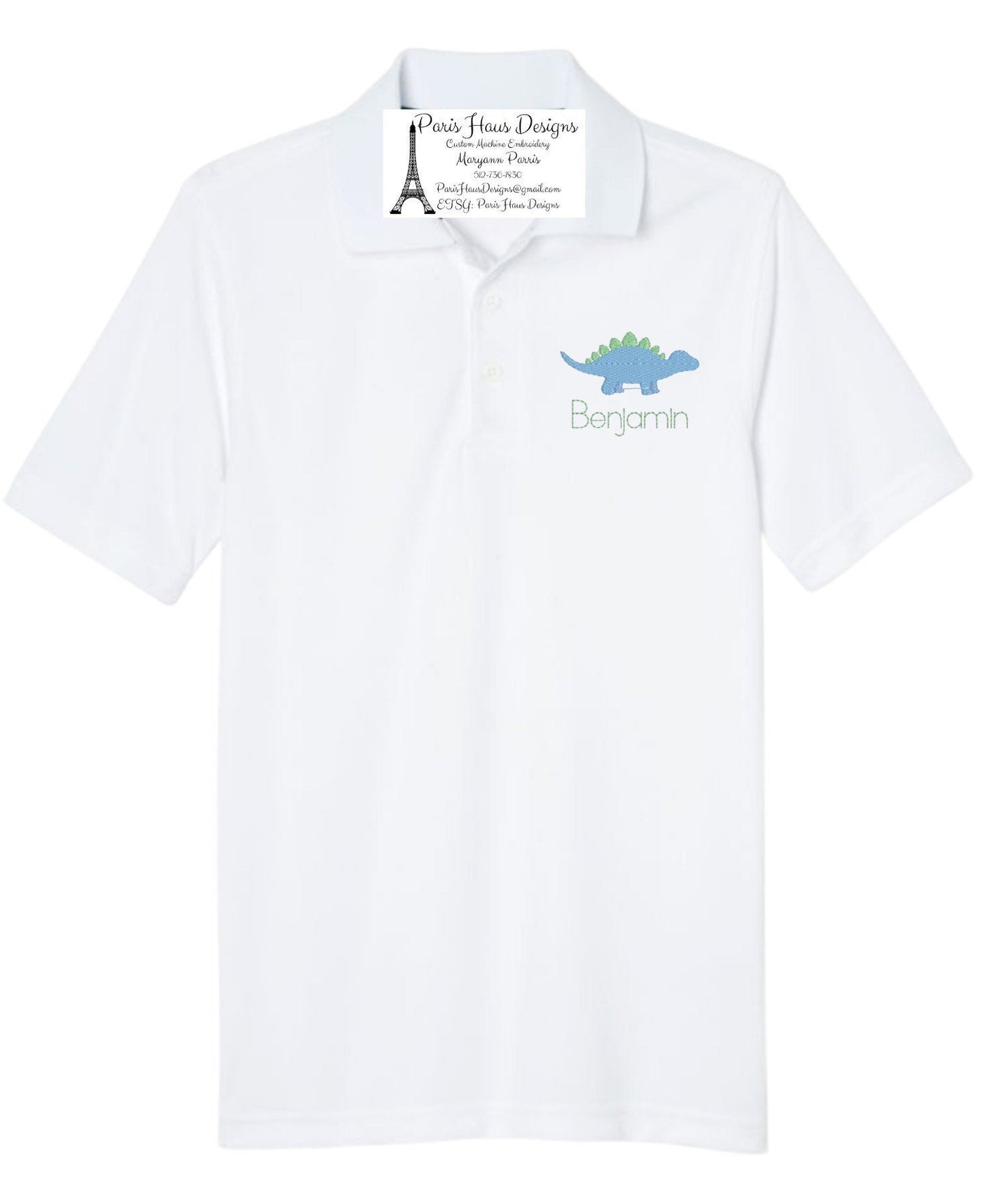 Boys Stegosaurs Monogram Polo Design