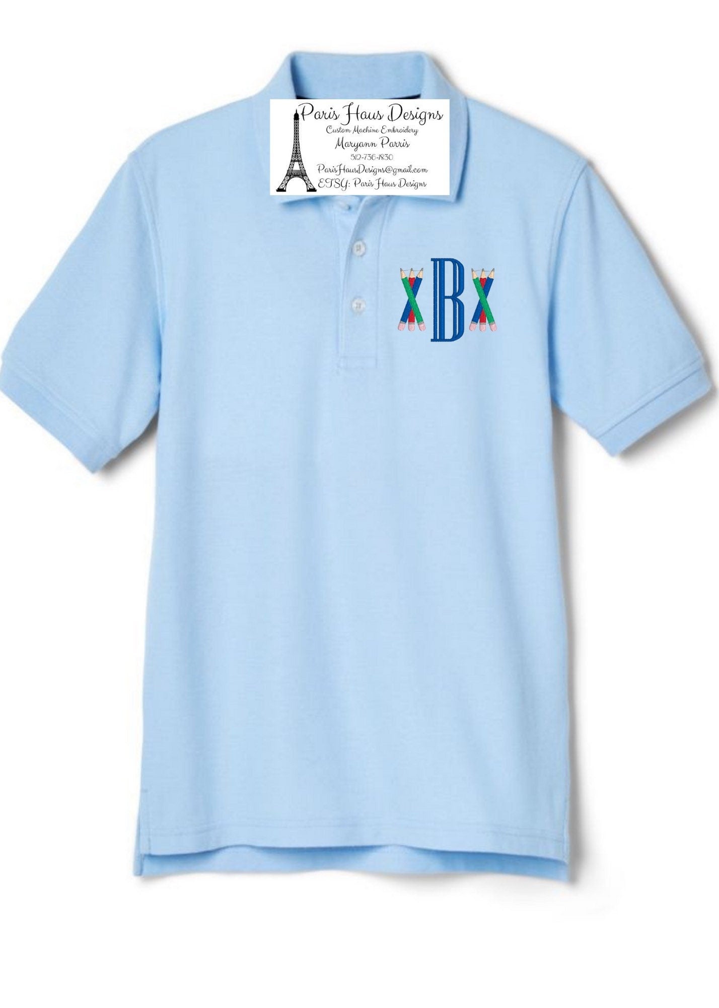 Boys Pencil Monogram Polo Design