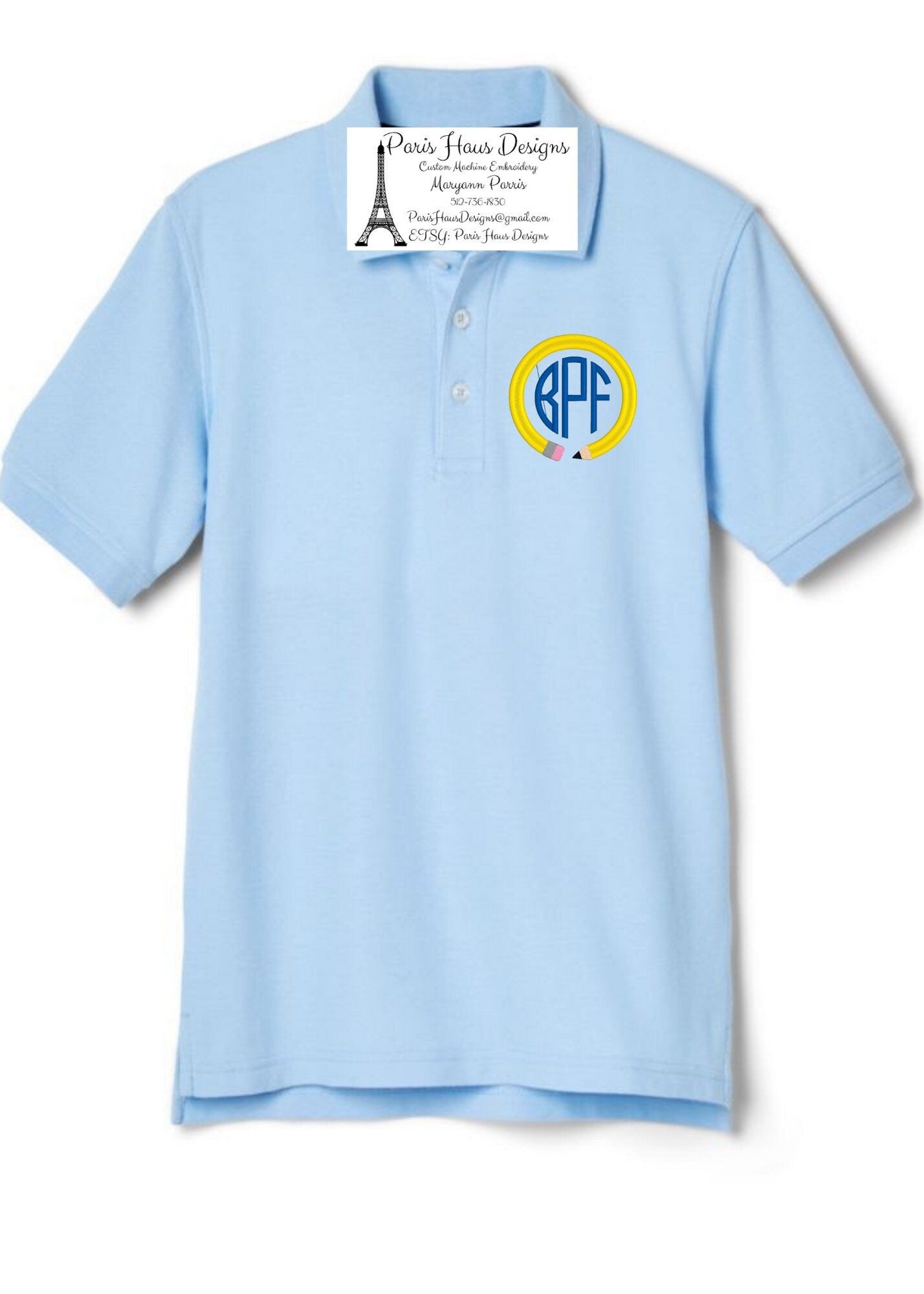 Boys Pencil Monogram Polo Design
