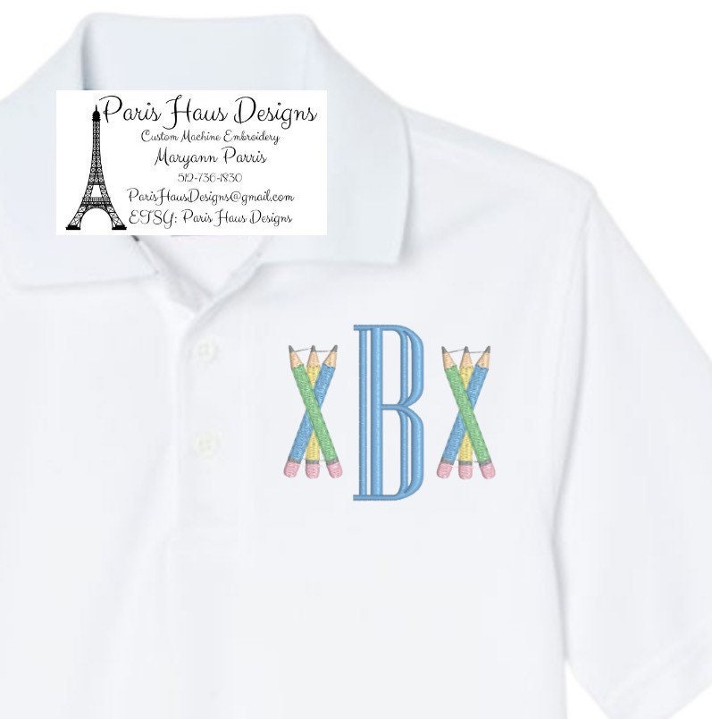 Boys Pencil Monogram Polo Design