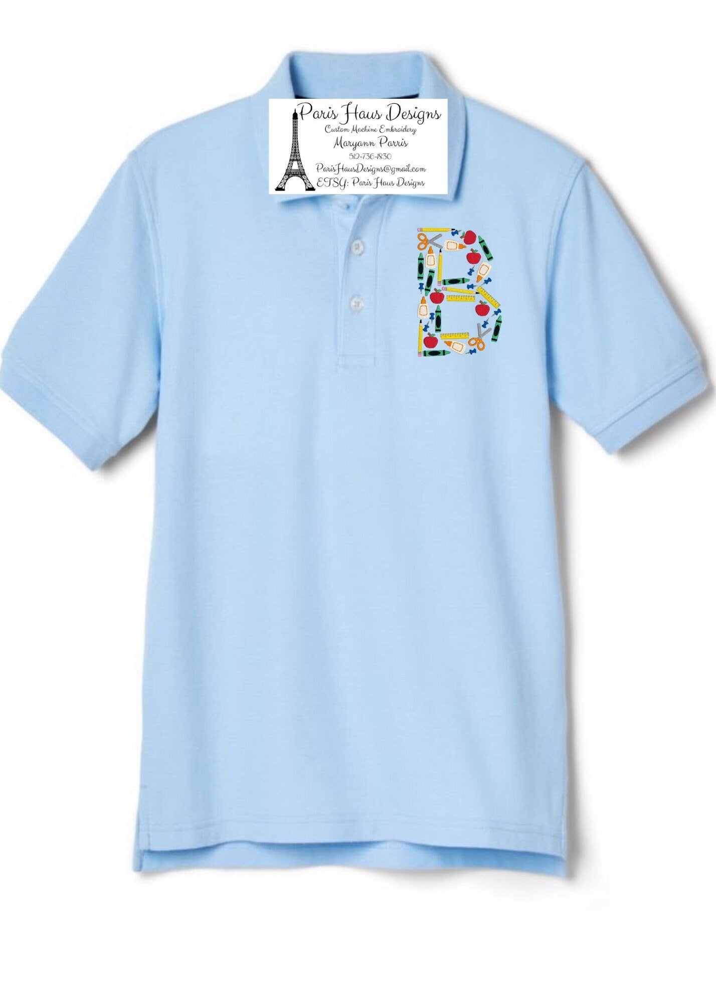 Boys School Supply Monogram Polo Design