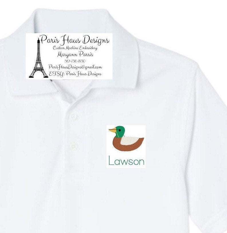 Boys Mallard Duck Monogram Polo Design