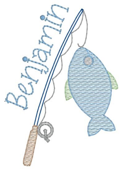 Boys Fishing Pole Monogram Polo Design