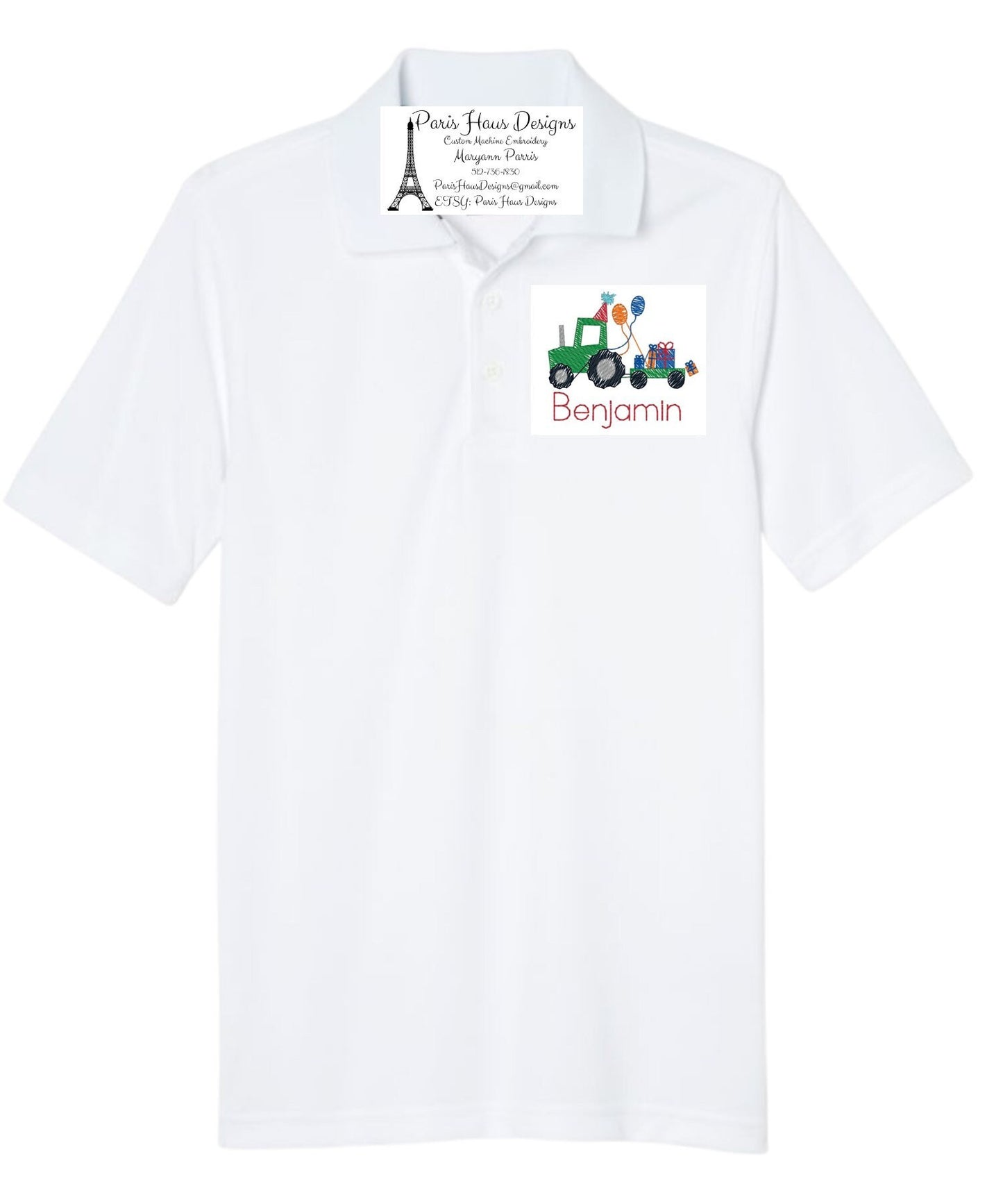 Boys Birthday Tractor Monogram Polo Design