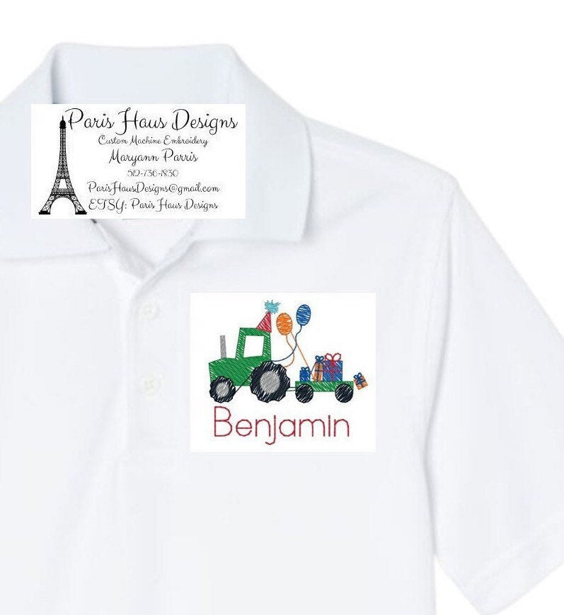 Boys Birthday Tractor Monogram Polo Design