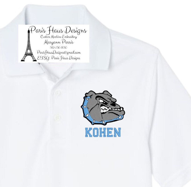 Boys Bulldog Monogram Polo Design