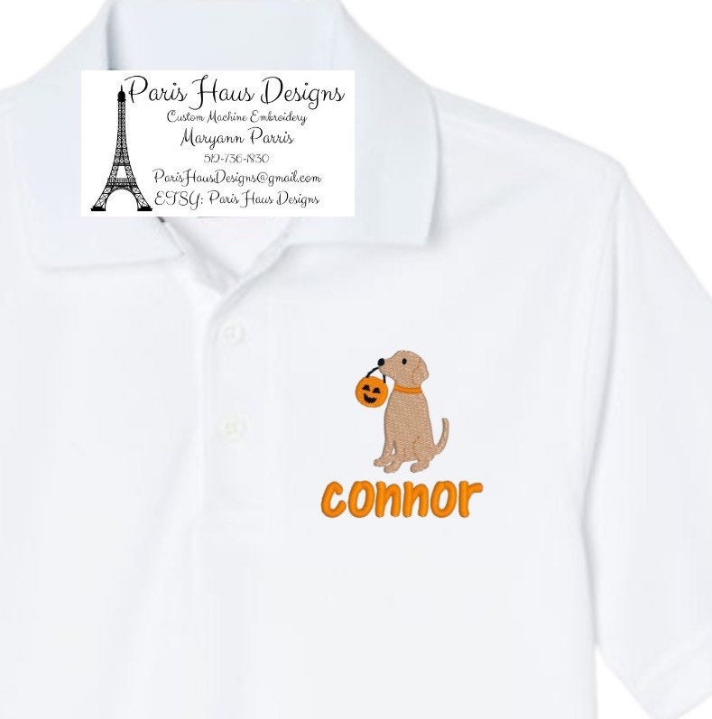 Boys Halloween Monogram Polo Design