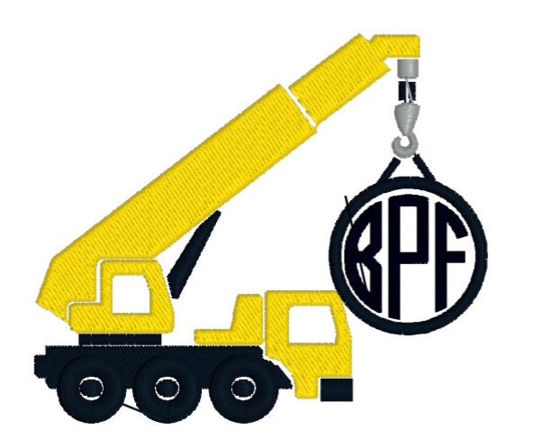 Boys Construction Crane Monogram Polo Design