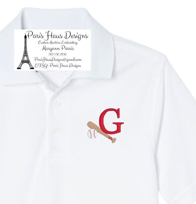 Boys Baseball Monogram Polo Design