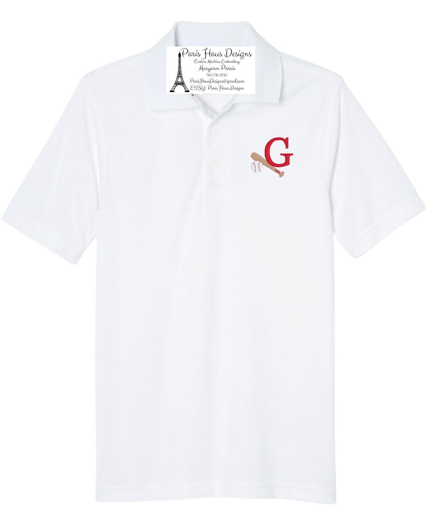 Boys Baseball Monogram Polo Design
