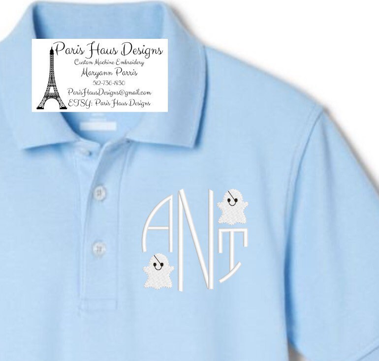 Boys Halloween Monogram Polo Design
