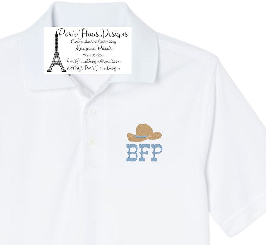 Boys Cowboy Hat Monogram Polo Design