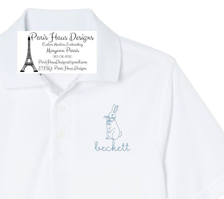 Boys Bunny Monogram Polo Design
