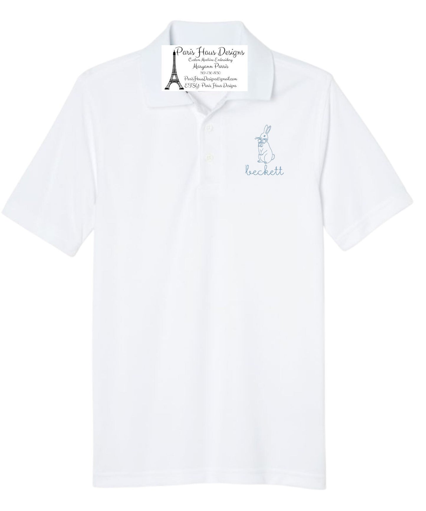 Boys Bunny Monogram Polo Design
