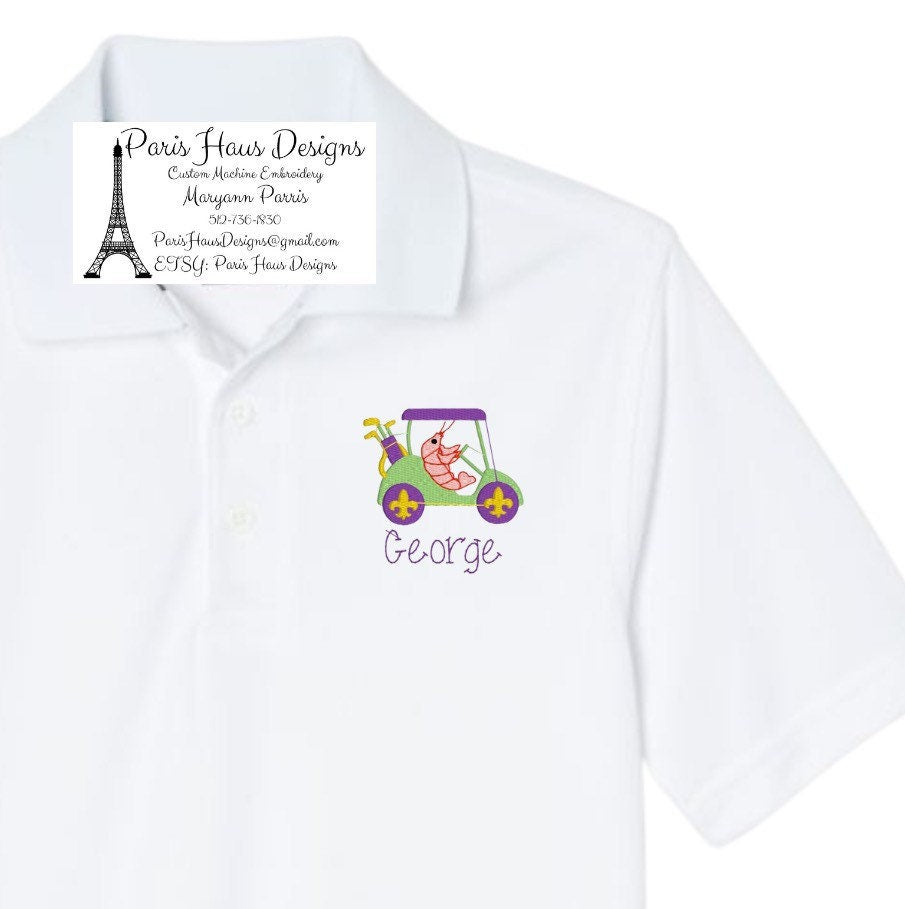 Boys Mardi Gras Monogram Polo Design