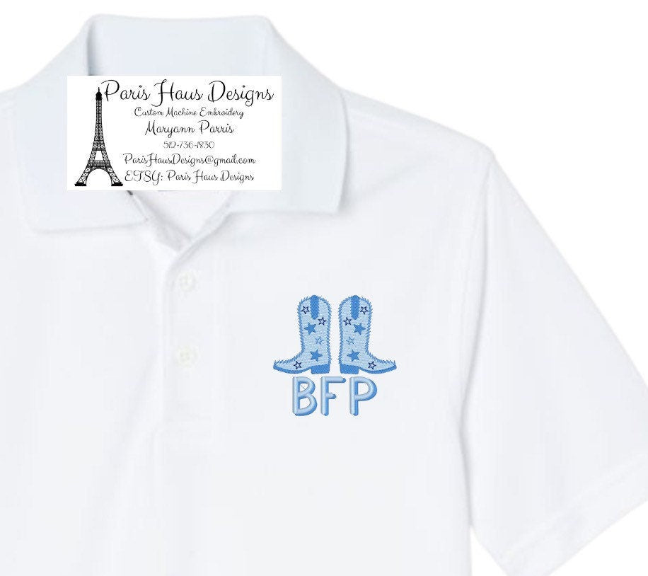 Boys Cowboy Boot Monogram Polo Design