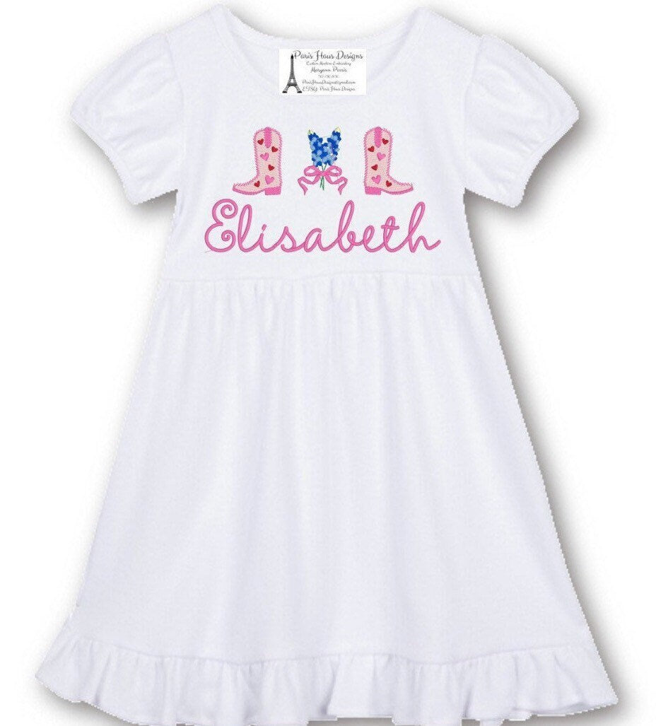 Girls Bluebonnet Boots Monogram Dress