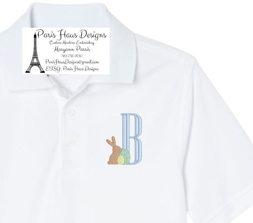 Boys Bunny Monogram Polo Design