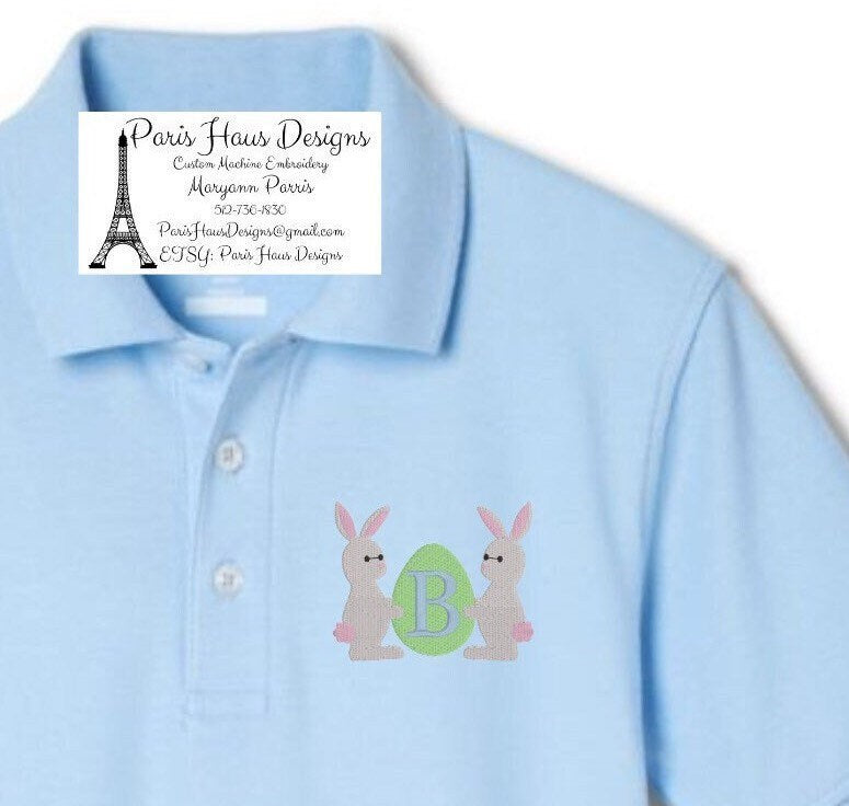 Boys Bunny Monogram Polo Design