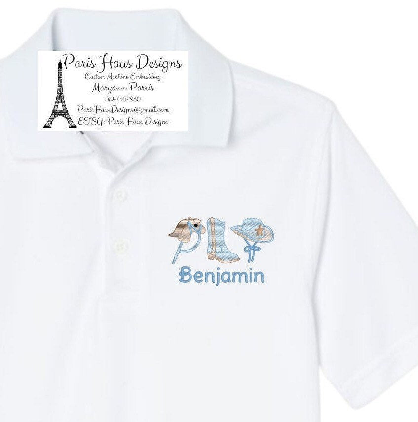 Boys Cowboy Monogram Polo Design