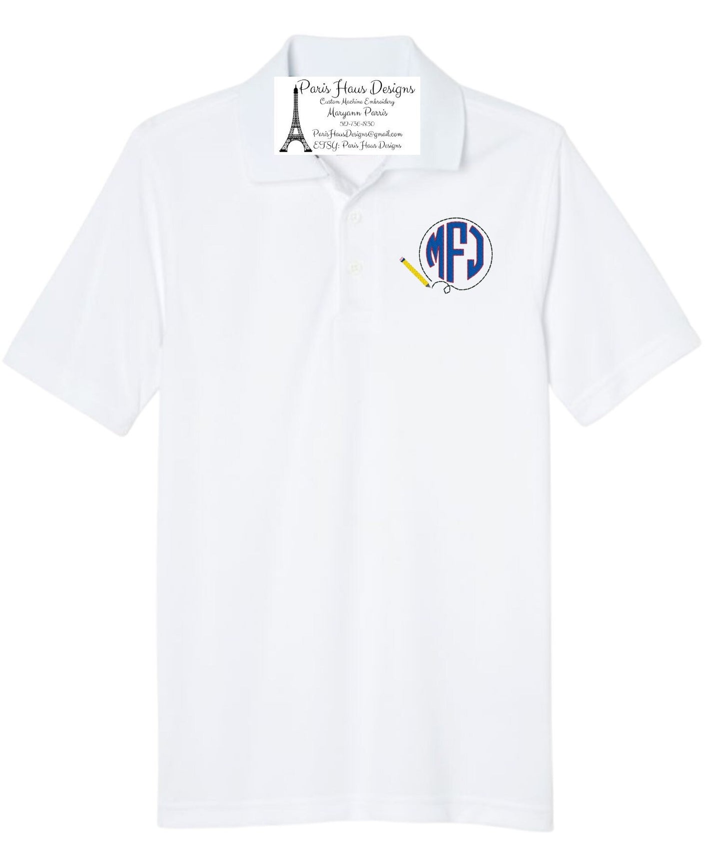 Boys Pencil Monogram Polo Design