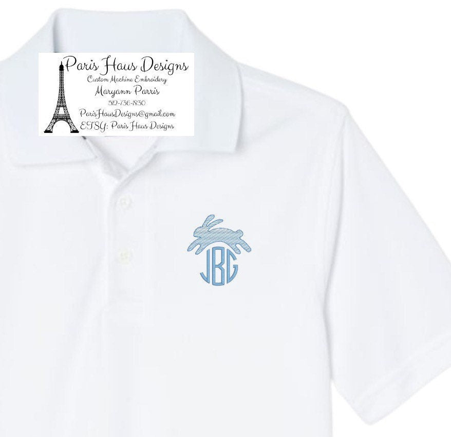 Boys Bunny Monogram Polo Design