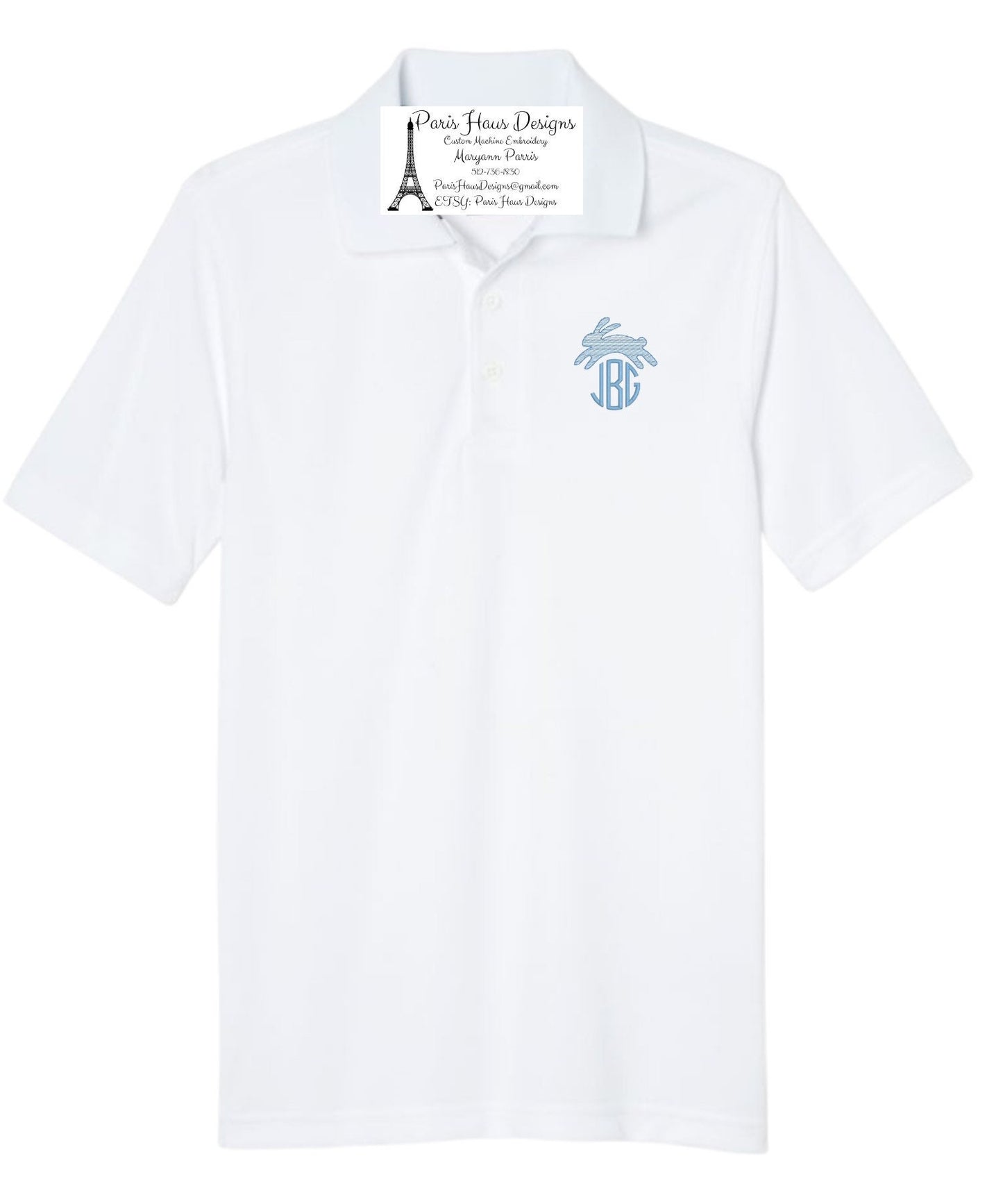 Boys Bunny Monogram Polo Design