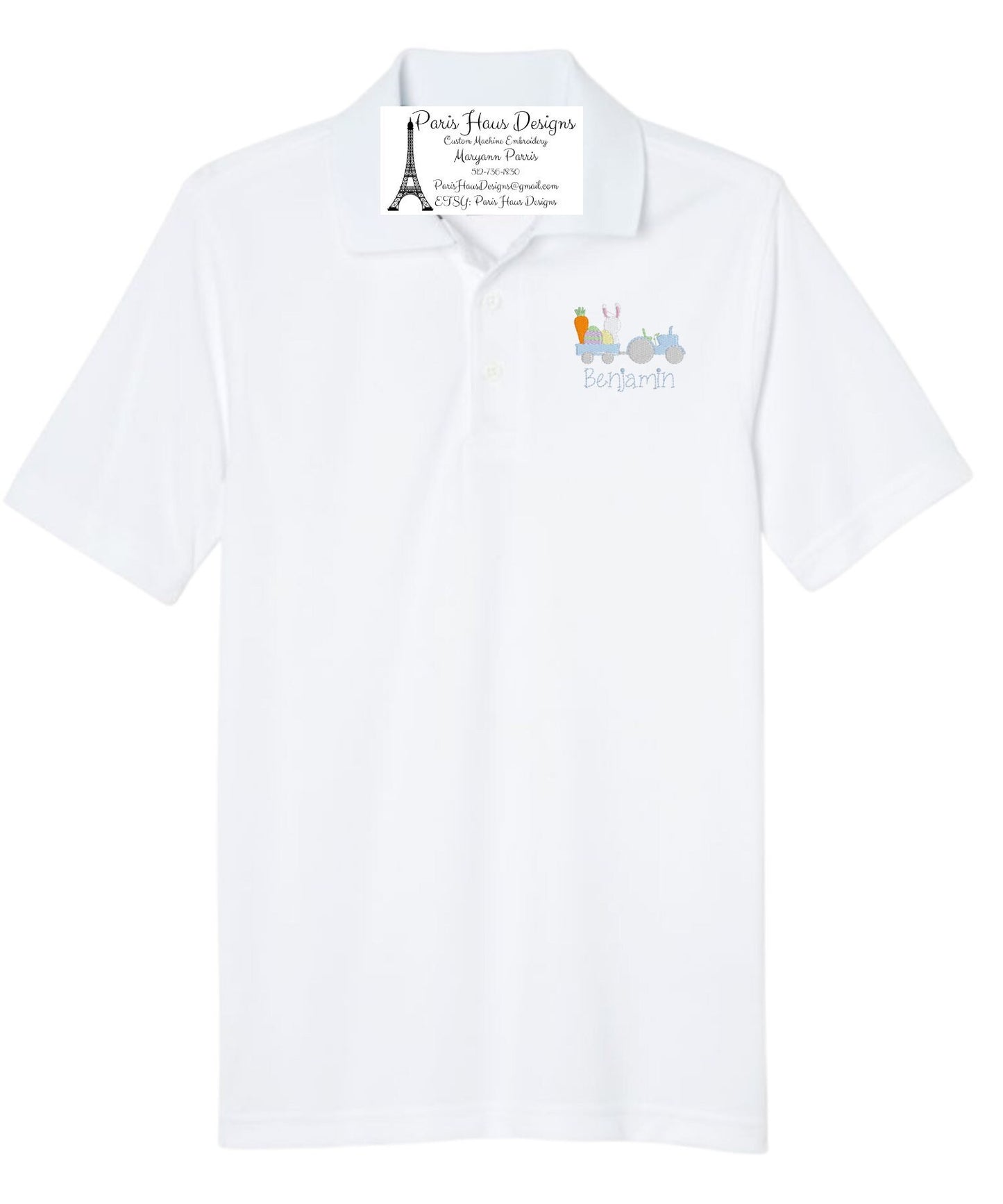 Boys Bunny Monogram Polo Design