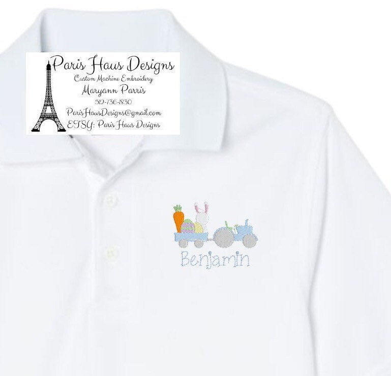 Boys Bunny Monogram Polo Design