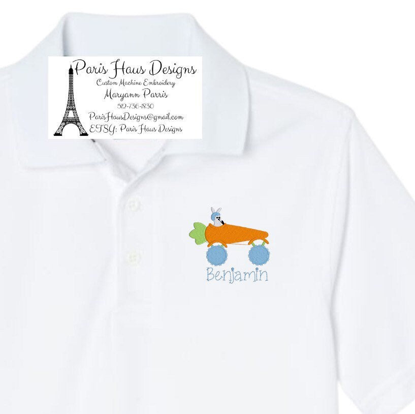 Boys Bunny Monogram Polo Design