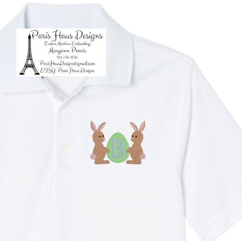 Boys Bunny Monogram Polo Design