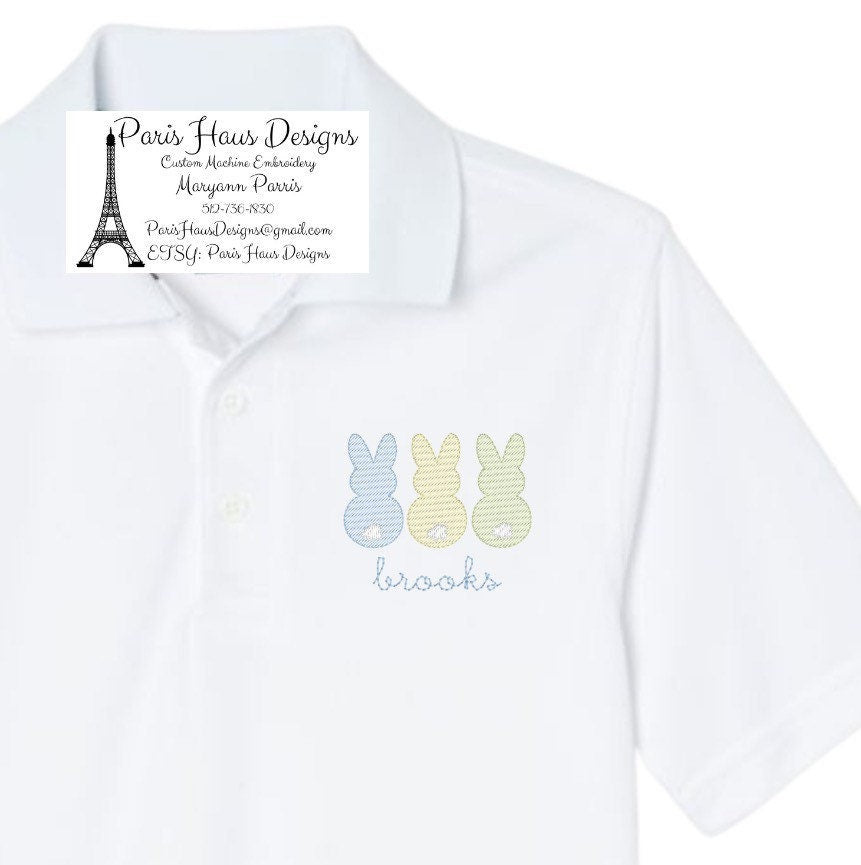 Boys Bunny Monogram Polo Design