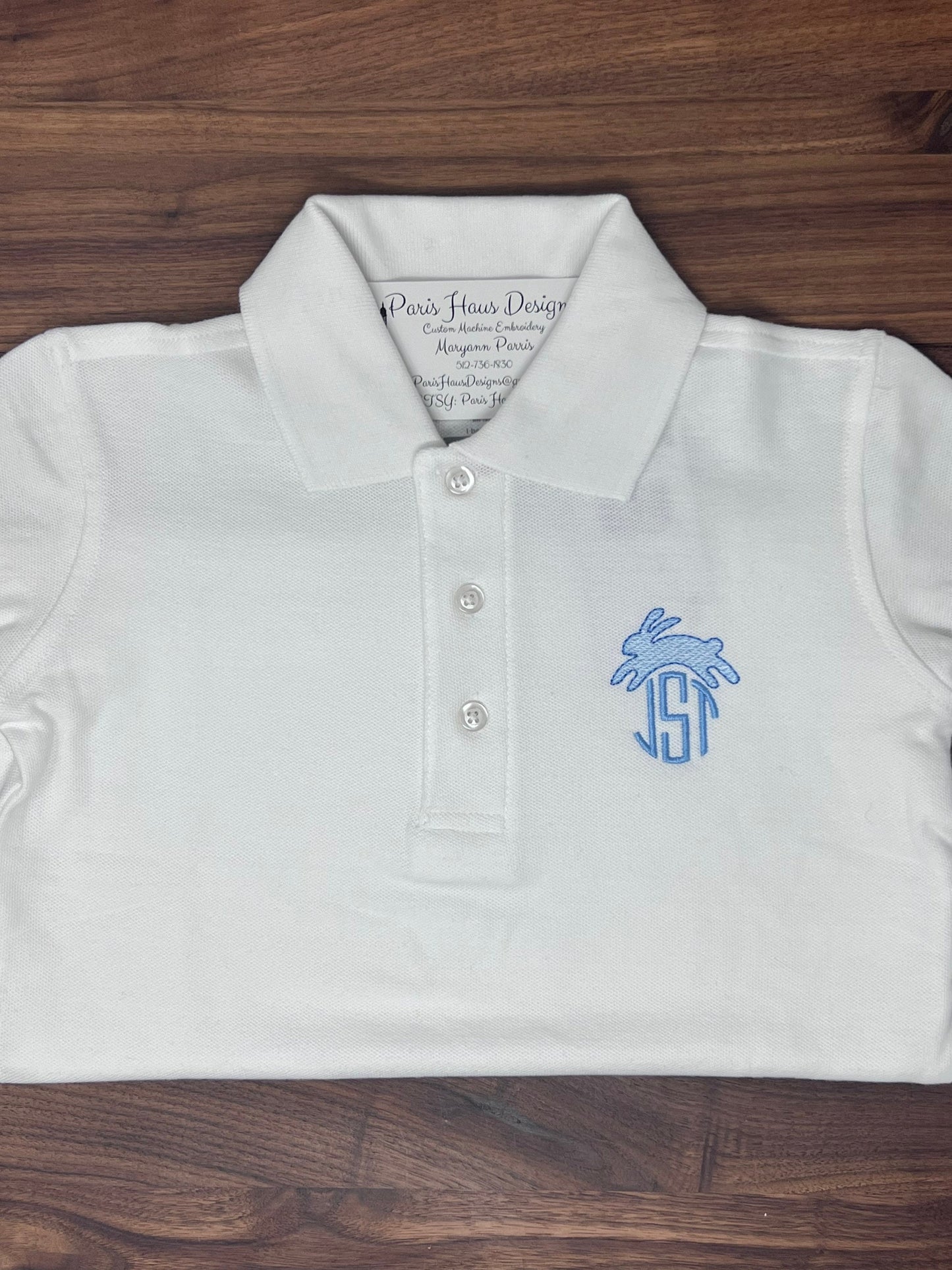 Boys Bunny Monogram Polo Design