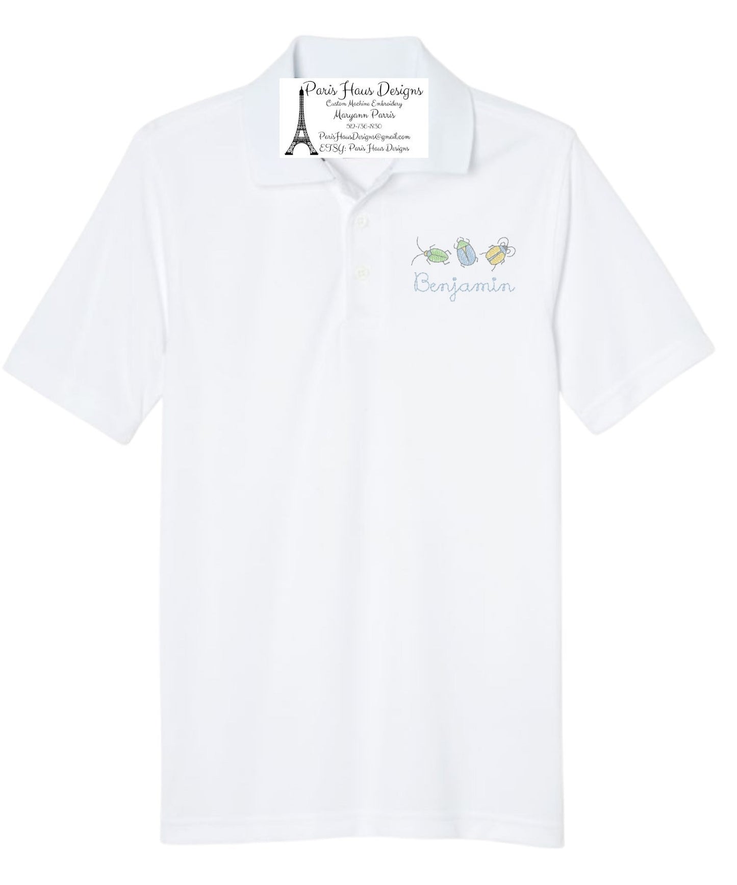 Boys Bug Monogram Polo Design