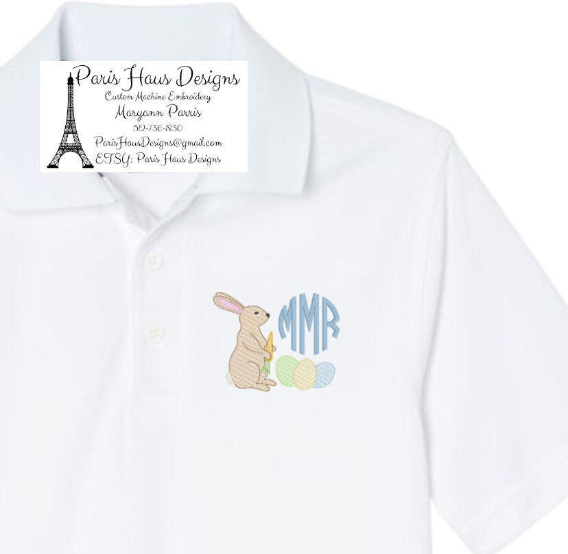 Boys Bunny Monogram Polo Design