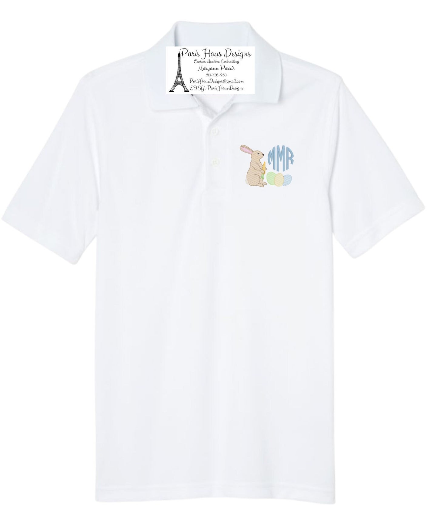 Boys Bunny Monogram Polo Design