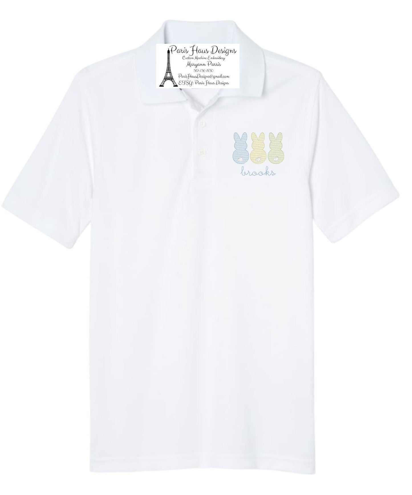 Boys Bunny Monogram Polo Design