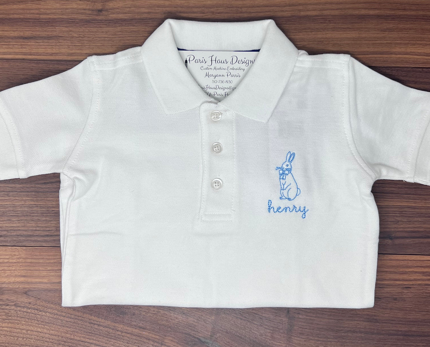 Boys Bunny Monogram Polo Design