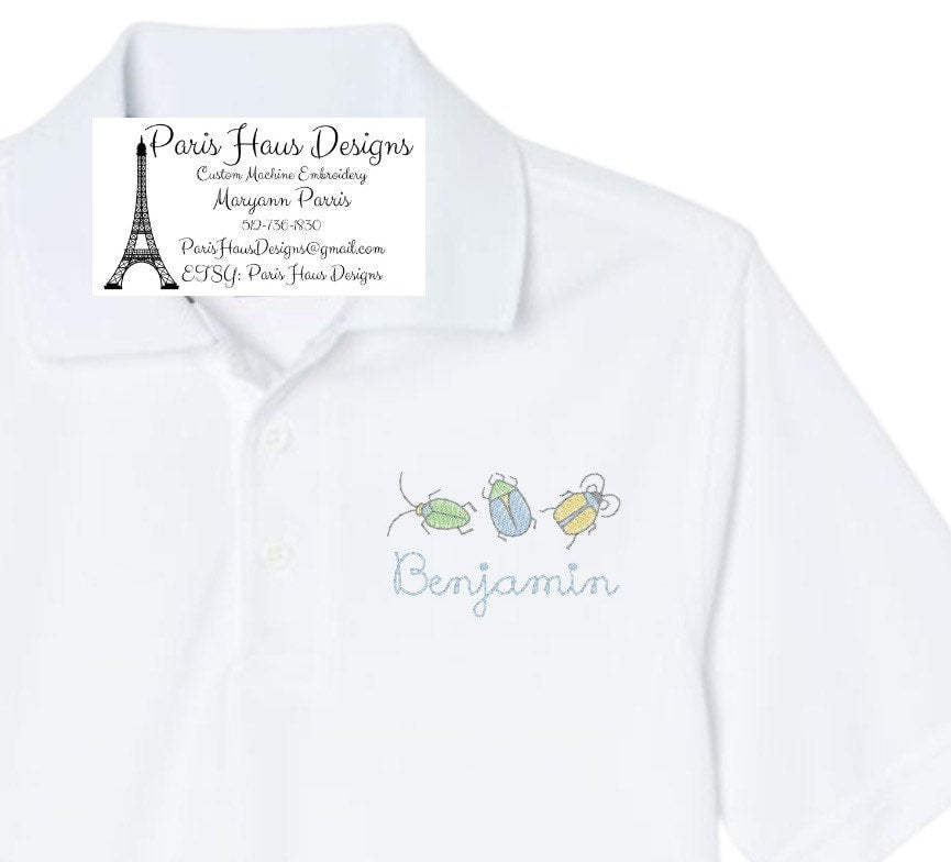 Boys Bug Monogram Polo Design