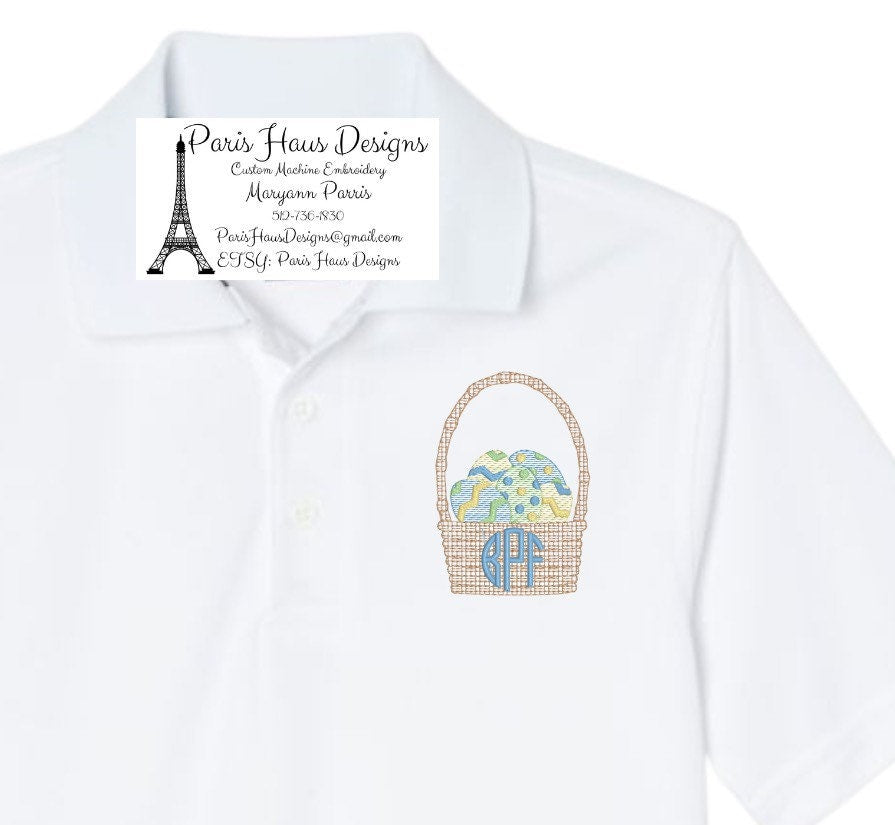 Boys Easter Basket Monogram Polo Design